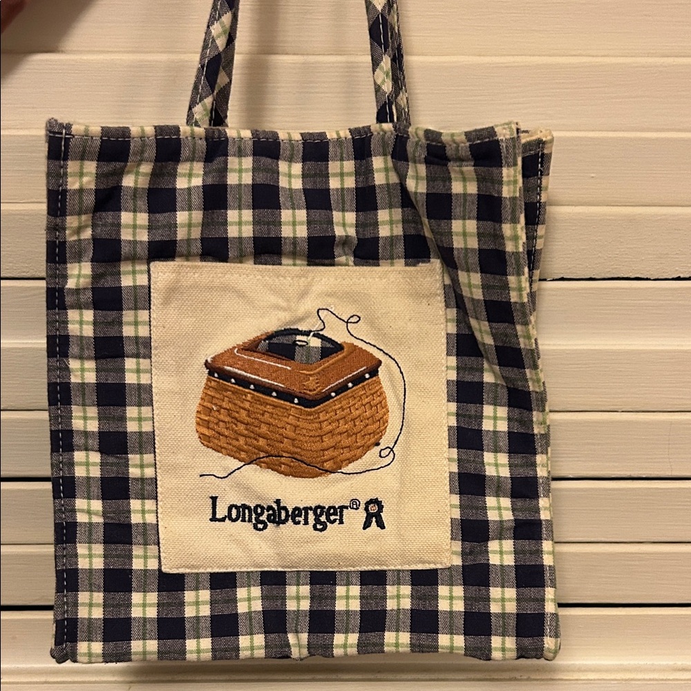Longaberger Blue and Green Checkered Tote